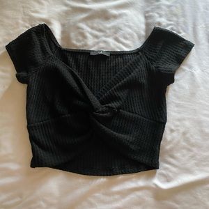 Black crop top shirt , size small